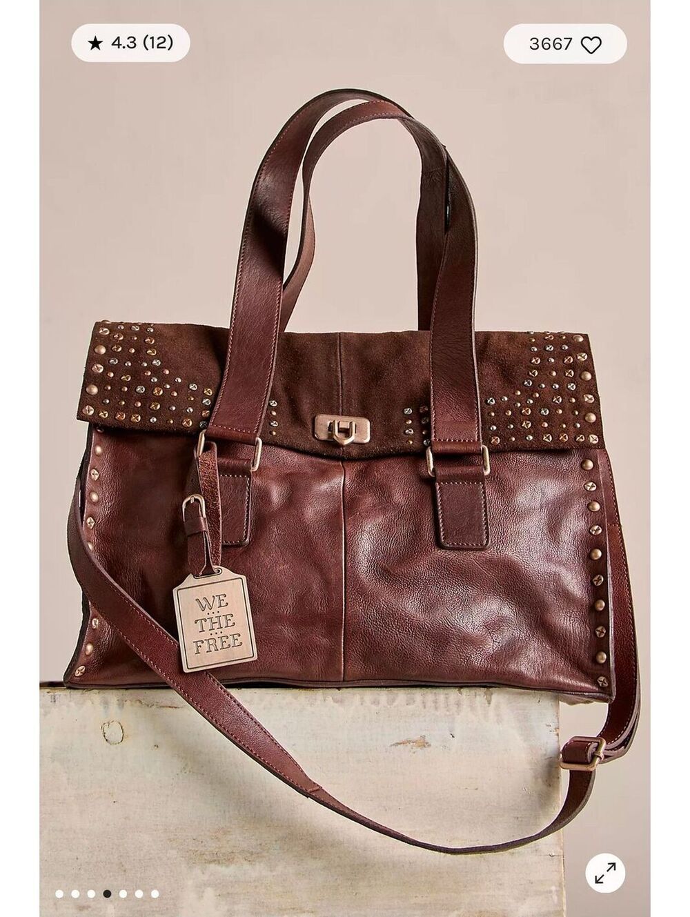 $298|NWT|Free People We The Free Shay Stud Tote